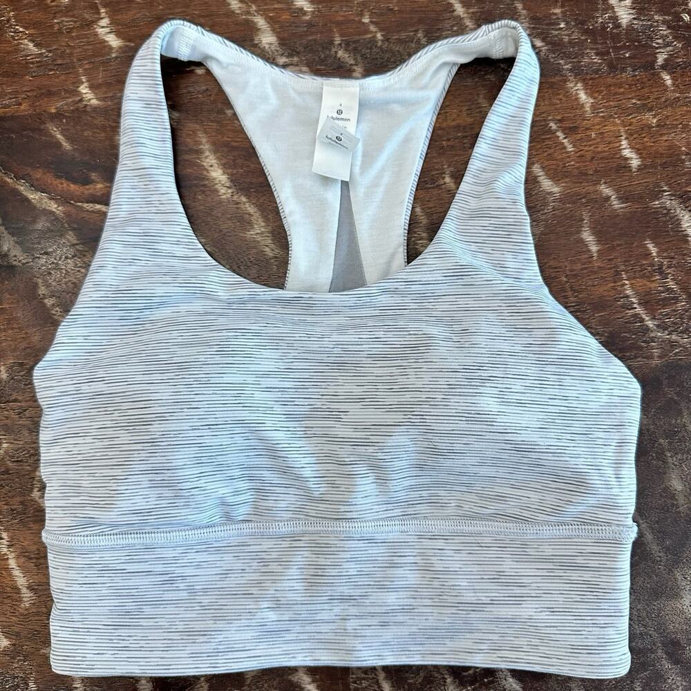 Lululemon Invigorate Sports Bra Gray White Heathered Size 4 Womens Yoga Gym